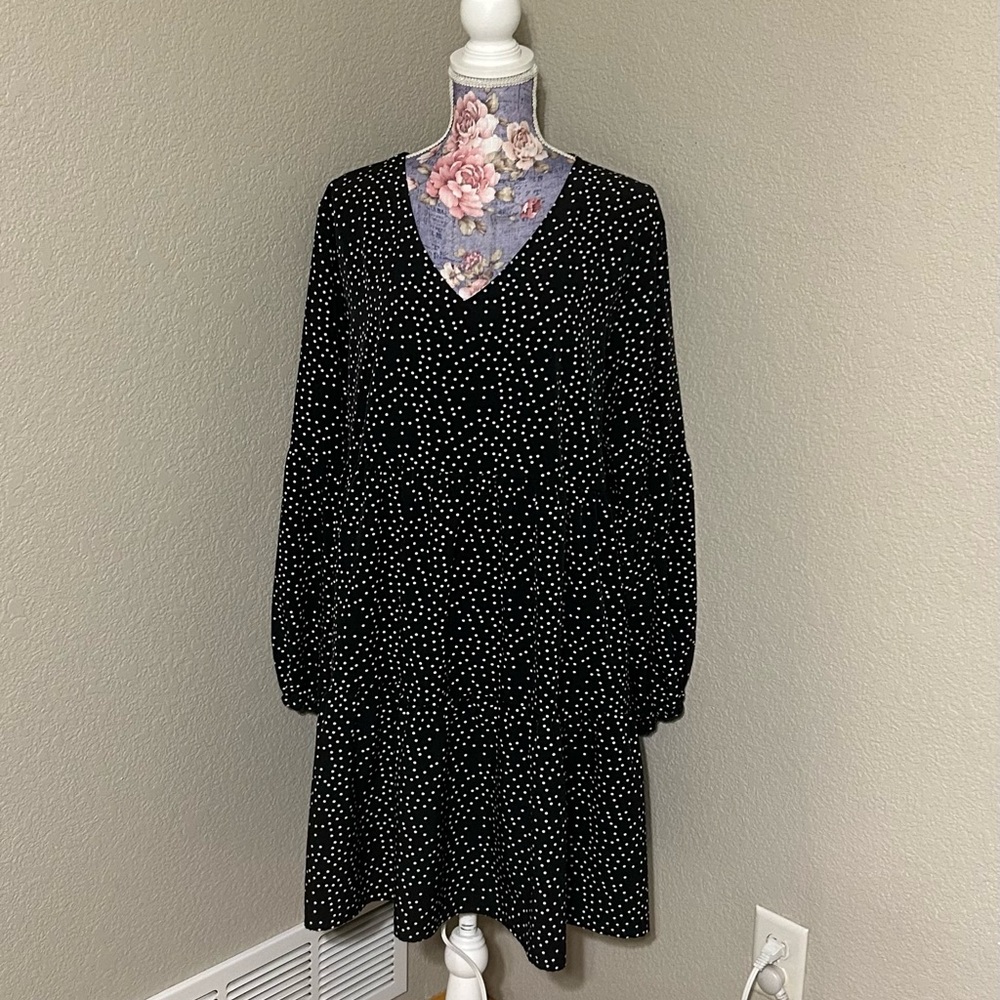 Elegant Black Polka Dot Dress